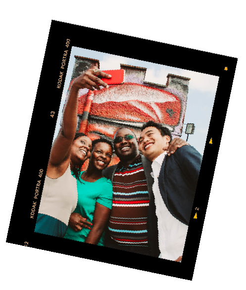 Polaroid Picture of group of diverse Fellows in Kenya