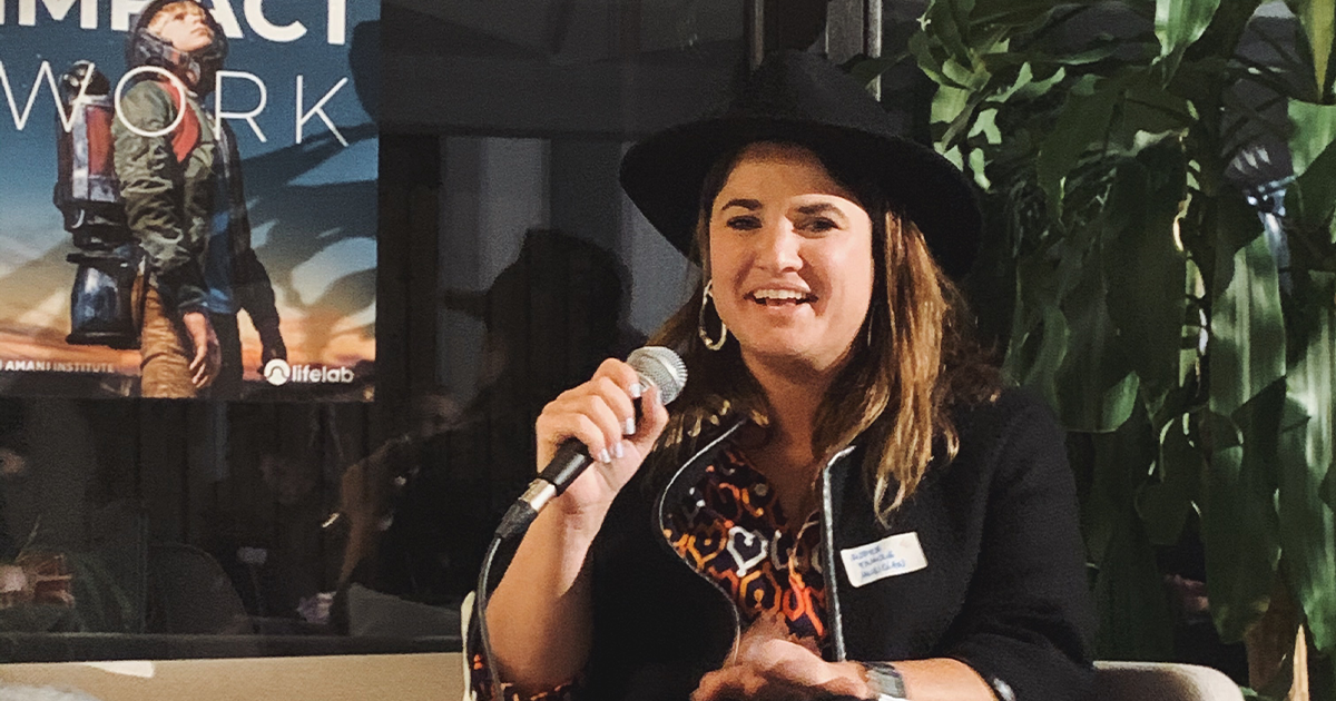 Milagro Pereyra speaking at the impact work